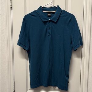 Boss Men's Polo Shirt in Teal Blue